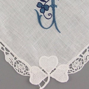 Linen Irish Wedding Handkerchiefs Personalized IVORY Handkerchief, Shamrock Hankerchief Custom Made Bride Hanky