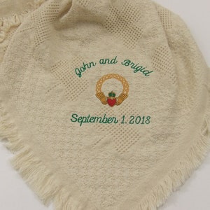 Personalized Blanket Embroidered with Claddagh Makes Perfect Irish Bridal Shower Gift