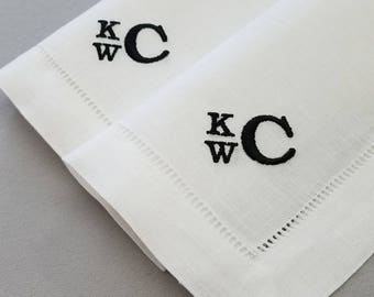 Linen Mens Monogrammed Handkerchiefs Personalized , Christmas Gift for Him, Fathers Day Gift, Birthday, 4th Anniversary, Mens Hankerchief