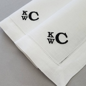 2 Year Wedding Anniversary Cotton Gift for Husband - Monogram Set of Cotton Handkerchiefs Embroidered - Personalized Cotton Anniversary Gift