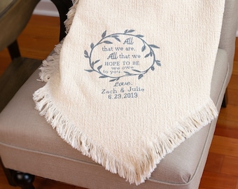 Parents Wedding Gift - Thank You Parents - Wedding Gift for Parent Monogrammed Blanket - Perfect Gift for Parents Embroidered Blanket