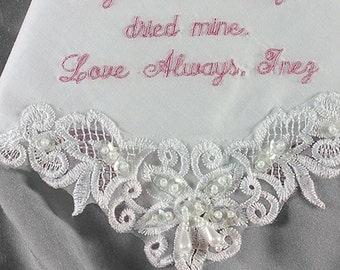Pañuelo de boda bordado, pañuelo de boda personalizado para la novia, regalo de madre de novia, bordado de boda de la madre del novio