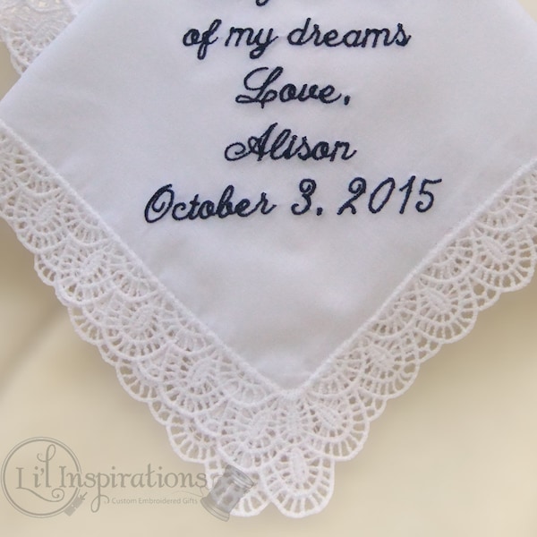 Embroidered Hankerchiefs for Mother of the Groom Gift | Mom of Groom Wedding Hankerchief  | Personalized Hanky for Mother in Law