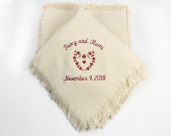 Personalized Second Anniversary Gift for Her | 2 Year Anniversary Cotton Gift | Embroidered Anniversary Blanket | Custom Blanket Anniversary