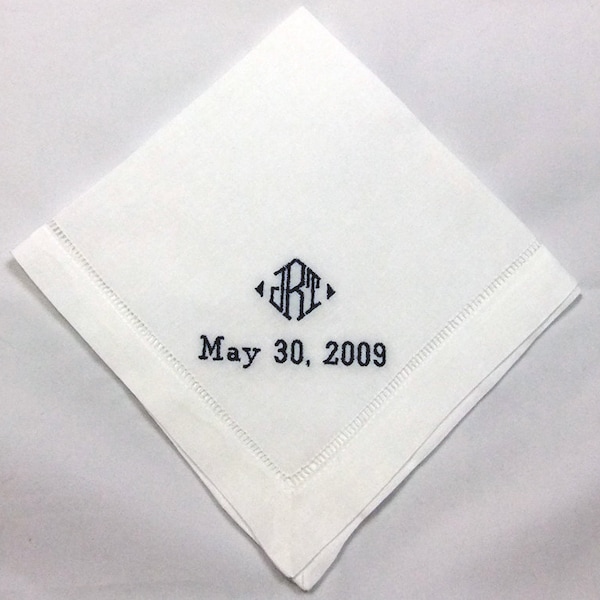 Linen Handkerchiefs for Groomsmen Gifts, Personalized Wedding Handkerchief, Embroidered Hankerchiefs, Dad Hanky