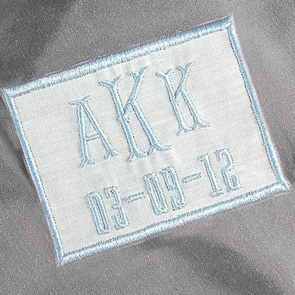 Gift For the Bride Something Blue Monogrammed Wedding Dress Label Personalized Dress Patch in White Linen