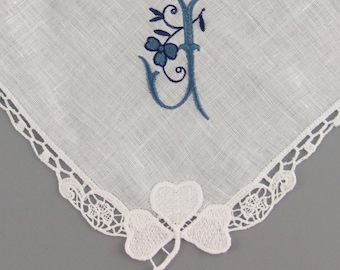 Embroidered Wedding Hankerchief Perfect Gift Idea for Irish Wedding Favor, Irish Embroidered Custom Handkerchief, Personalized Hanky