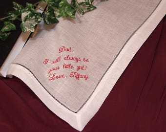 Father of the Bride Gift - Gift for Daddy from Daughter Wedding Handkerchief Personalized Pocket Square Monogrammed - Embroidered Hanky