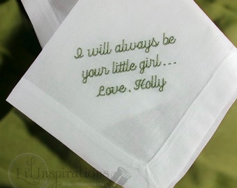 Personalized Mans Cotton Handkerchief Embroidered. Gift for Dad. Wedding Hanky for Dad. Man's pocket square Wedding Handkerchief for Father