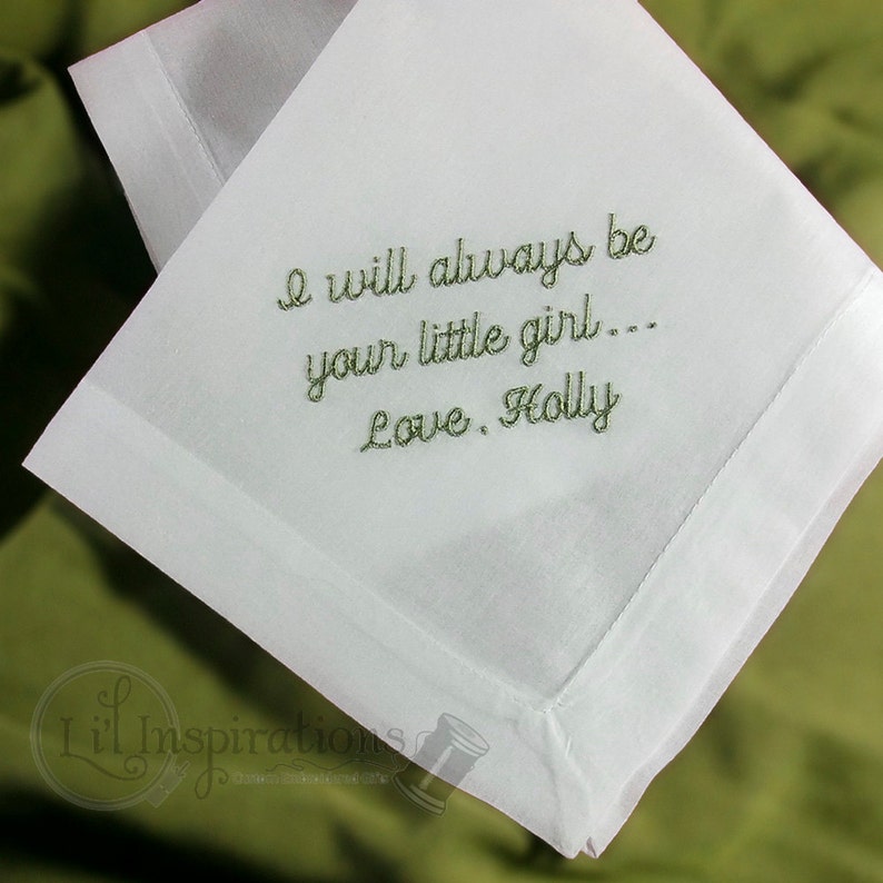MANS HANKIE WITH YOUR OWN MESSAGE EMBROIDERED FOR THE FATHER OF THE GROOM