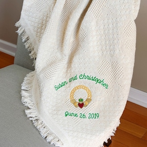 Gorgeous Irish Wedding Blanket Makes Perfect Gift for Couple looking for Embroidered Blanket Gift