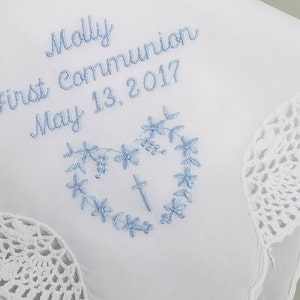 1st Holy Communion Gift for Girl, Personalized Handkerchief Makes Perfect Gift for Girls Baptism, Communion, Confirmation Gift