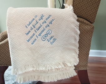 Custom Throw Blanket For Mom From Daughter Or Son | Mother's Day Gift Cozy Embroidered Blanket | Mothers Day Gifts  Because You Love Her