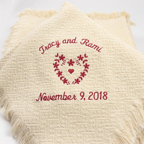 Cotton Anniversary Gift for Her Him Personalized Cotton Throw Blanket the Perfect 2nd Anniversary Gift Wedding Blanket Embroidered Etsy