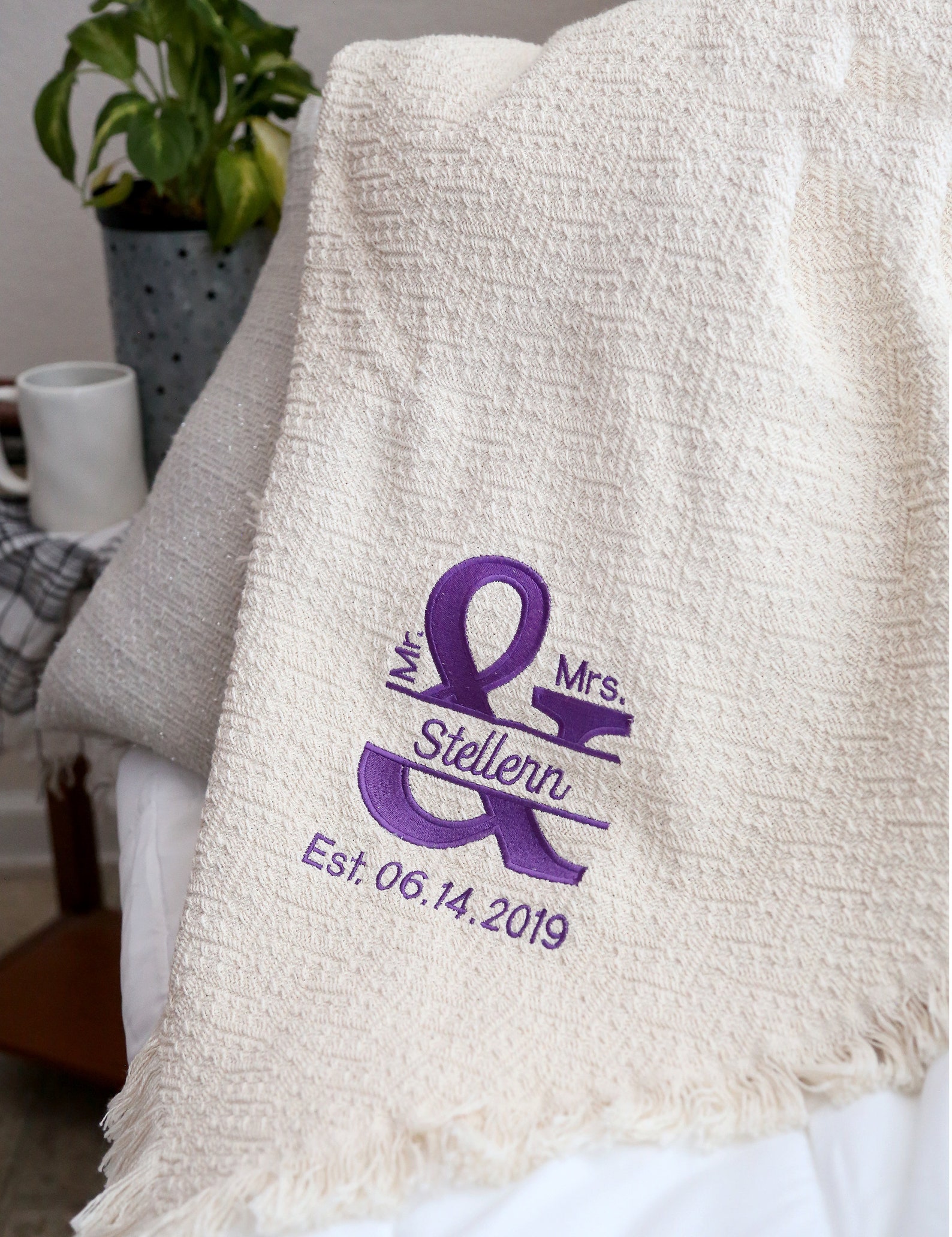 Personalized Anniversary Blanket 2nd Anniversary Cotton Etsy