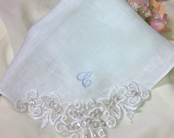 Personalized Handkerchief - Embroidered Wedding Hankerchief - Custom Made Bridal Hanky for Bride from Mom, Grandmother, Hanky