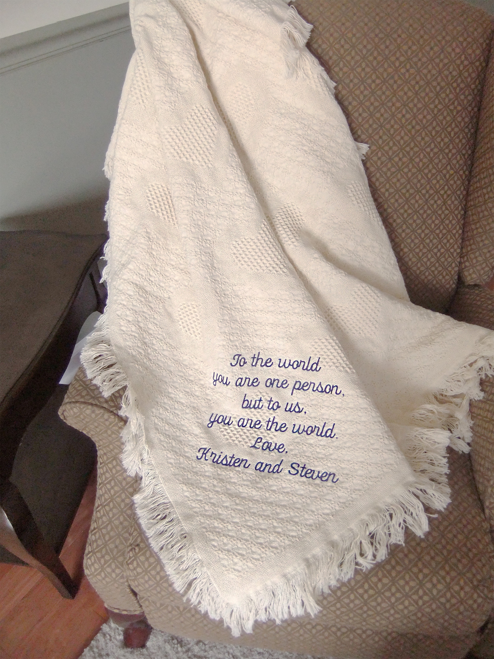 Custom Grandma Blanket Embroidered Cotton Throw Personalized Etsy