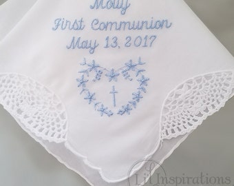 Communion Gift for Girl | Embroidered Handkerchief Makes the Perfect Gift for a Girls Communion Becomes Her Something Old Something Blue