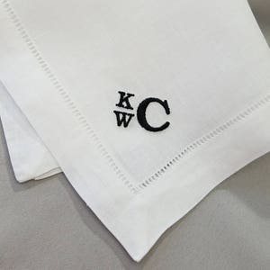 2 Year Wedding Anniversary Cotton Gift for Husband Monogram Set of Cotton Handkerchiefs Embroidered Personalized Cotton Anniversary Gift image 2