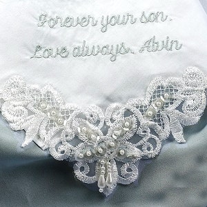 Gift for Mother of the Groom Wedding Handkerchief - Hankerchief for Mom - Personalized Wedding Hanky - Brides Handkerchief Monogrammed