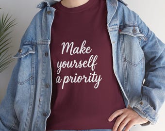 Motivational T-Shirt: Self Care Quote, Unisex Cotton Tee