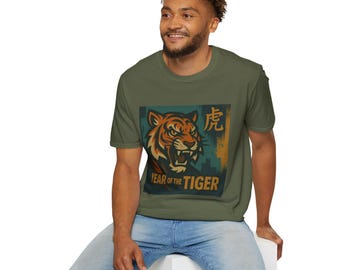 Year of the Tiger Unisex T-Shirt - Chinese Zodiac Print Tee, Animal Lover Gift, Lunar New Year Shirt, Tiger Spirit, Wildlife Graphic Top