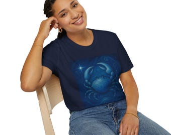Celestial Cancer Crab T-Shirt, Zodiac Sign Horoscope Tee, Astrological Constellation Shirt, Cosmic Crab Top, Astrology Gift