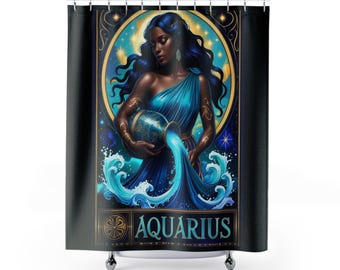 Aquarius Zodiac Shower Curtain: Celestial Bathroom Decor