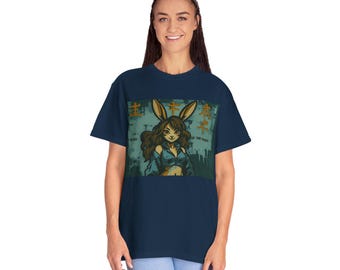 Vintage Year of the Rabbit T-shirt, Unisex Washed Tee, Inspirational Graphic Shirt, Retro Bunny Top, Rabbit Zodiac Tee, Distressed Animal