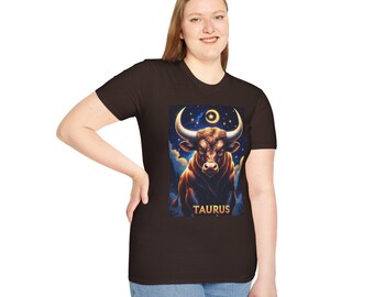 Taurus Graphic Tee, Astrology Zodiac Unisex Softstyle T-Shirt, Bull Constellation Shirt, Horoscope Gift, Earth Sign Top, Birthday Present