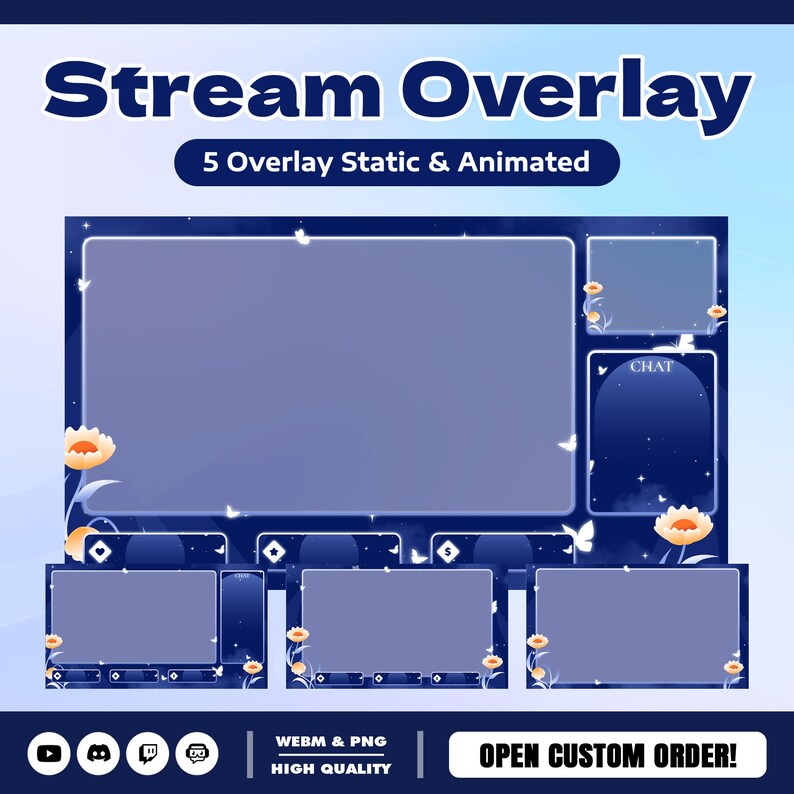 Celestial Glow Animated Stream Overlay Pack for Twitch Kick Youtube ...