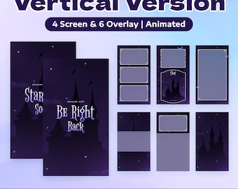 Night Castle Vertical Overlay – Mobile Stream Layout/Dark Fantasy Gothic Castle/Purple Night Theme/Vertical Twitch TikTok Stream Pack