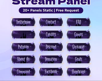 Night Castle Twitch Panels – Gothic Fantasy Panels/Castle Night Aesthetic/Purple Dark Theme/Custom Info Panels for Twitch Streamers