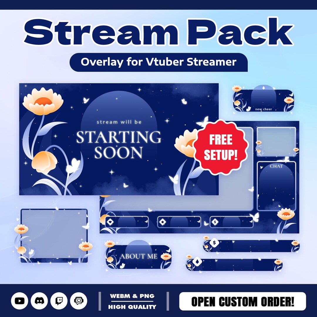 Celestial Glow Animated Stream Overlay Pack for Twitch Kick Youtube ...