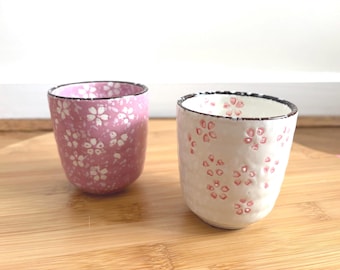 Japanese Cherry Blosson Tea Cup – Underglaze Porcelain Mug | Pink & White Sakura Ceramic Teacup for Home or Gift