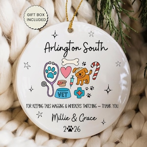 Custom Vet Ornament, Personalized Ceramic Design for Veterinarians