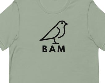 Bam Bird mahjongshirt | T-shirt Bella Canvas 3001 | Mahjongcadeau voor mannen | Mahj Crew-kleding