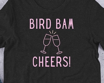 Bird Bam Cheers Shirt | Comfort Colors 1717 | Mahjong with Champagne Tee | Mahjong Night Shirt | Pink Cheers Mahj Apparel