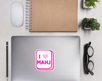 I Love Mahj ステッカー | 気泡フリービニール | 麻雀ステッカー | ノートパソコン用ウォーターボトルデカール | Mahj ギフト