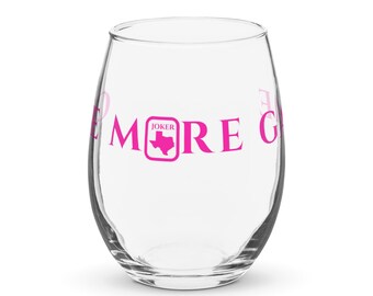 One More Game Stemless Wine Glass | 15 oz Glass | Mahjong Gift | Mahj Night Drinkware | Game Night Wine Glass