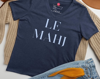Camiseta de Mahjong Le Mahjong / Camiseta de cuello en V relajada para mujer de Bella Canvas / Regalo para mujer aficionada al Mahjong / Conjunto para noche de Mahjong / Ropa de lujo