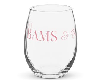 Copa de vino sin tallo Bird Bams and Bubbly / Copa de 15 oz / Regalo de Mahjong / Vasos para la noche de Mahjong / Copa de vino para la noche de juegos