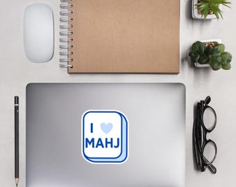 I Love Mahj ステッカー | 気泡フリービニール | 麻雀ステッカー | ノートパソコン用ウォーターボトルデカール | Mahj ギフト