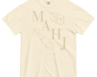 MAHJ Shirt | Comfort Colors 1717 | Light Tan Print Mahjong Tee | Celebration Mahj Apparel | Mahjong Gift