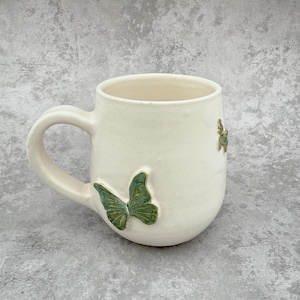 Handmade Ceramic Coffee Mug | Butterfly, Dragonfly, Feather & Hummingbird Mug | Artisan Pottery | Made in Iowa, USA