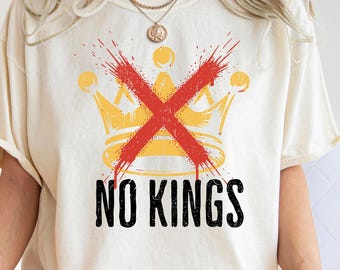 No Kings in America Vneck Shirt, Anti Trump V-Neck TShirt, Political Shirts, Anti Maga Tee, Crown No Kings Shirt, No Kings