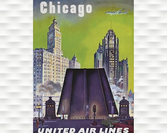 Chicago United Air Lines Travel Poster - 5 sizes