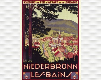 Niederbronn Les Baines Poster Vintage Poster Travel Poster Art Print Birthday Gift Christmas Present