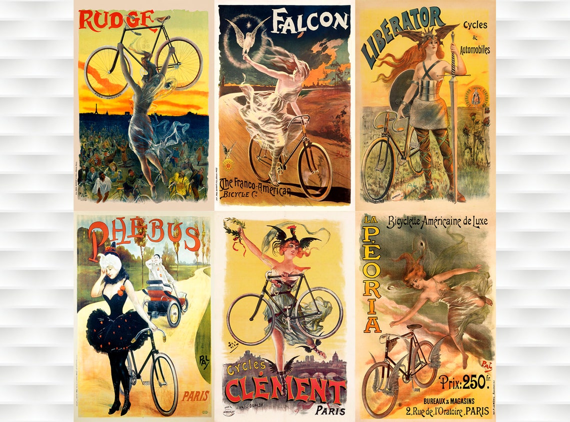 PAL Ladies Bicycle Poster Set of Six Individual Prints Etsy