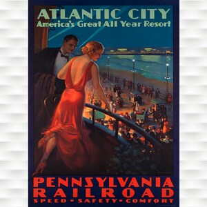 Atlantik Stadt Vintage - Reise Poster Druck